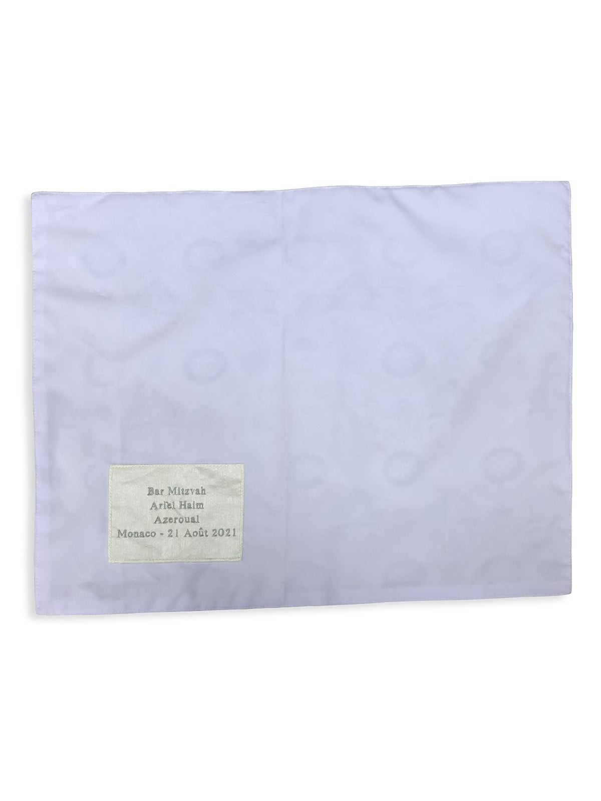 Personalized Embroidered Challah Cover - Blue Floral Pattern on White